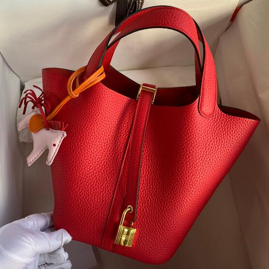 【エルメス HERMES】ピコタンロック18 PM ルージュラデュー ゴールド金具 (100%マシン)